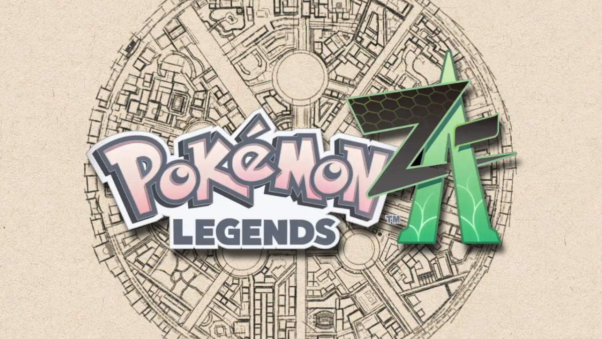 Titre du jeu Légendes Pokémon: Z-A avec un plan de la ville d'Illumis en fond