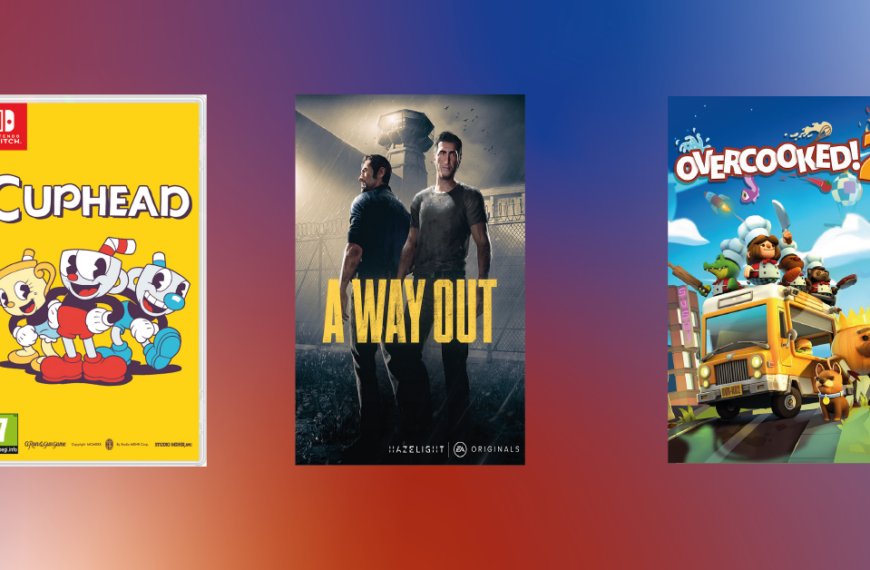 3 jeux vidéos à deux A Way Out, Cuphead et Overcooked