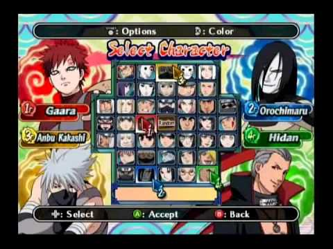 roster du jeu naruto : clash of ninja revolution 